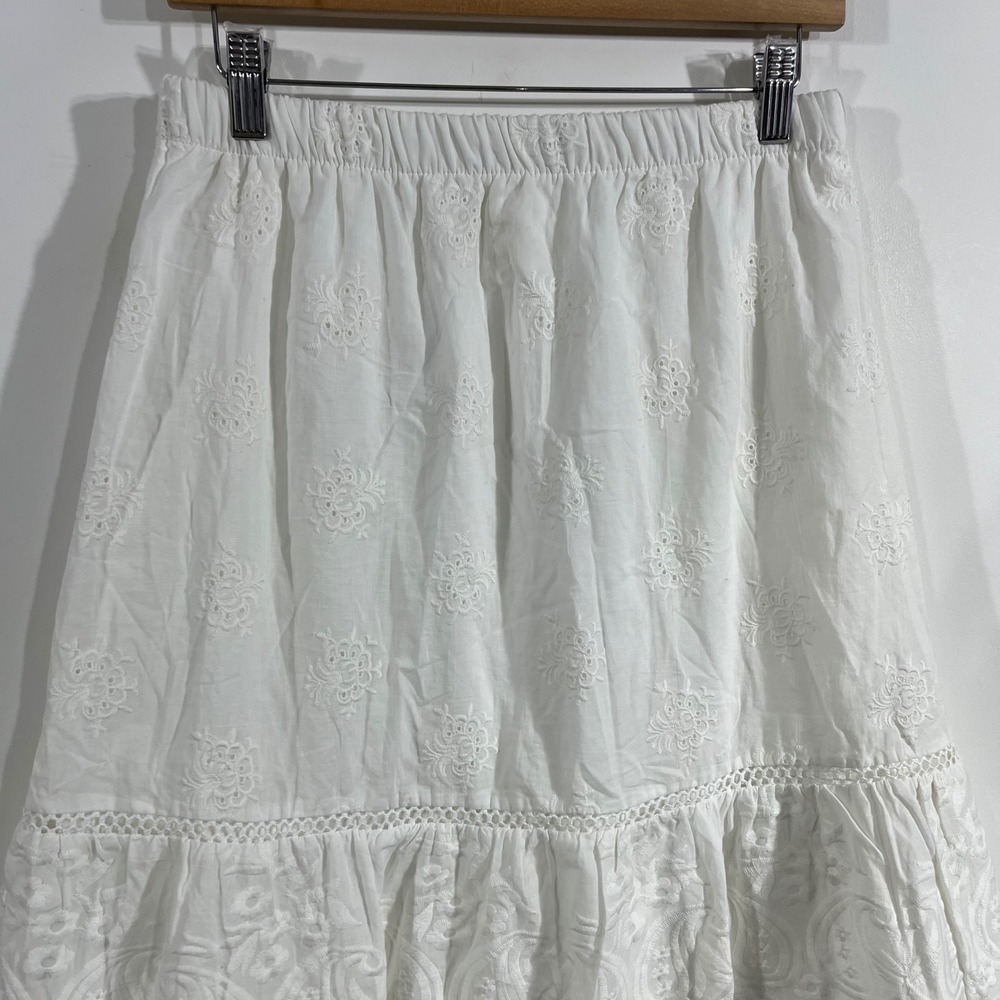 Diva Cottagecore Renfair Eyelet Tiered Midi Skirt Dainty Womens Medium Boho Chic - Picture 2 of 9